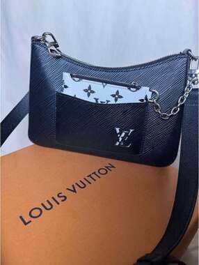 Louis Vuitton Marelle Epi Leather Crossbody Bag Women Black with Wallet